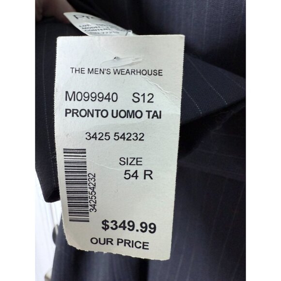 Ponto Uomo Charcoal Gray Pinstripe 100% Wool Mens Suit Jacket Blazer 54R NWT - Picture 8 of 14